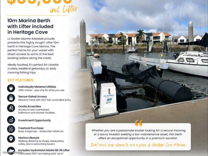 10mt berth with lifter included in sale!